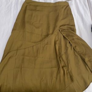Free People High waist midi satin skirt with slit